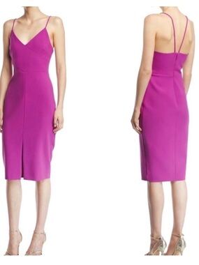 Likely Fuchsia Strappy V-Neck Midi Dress